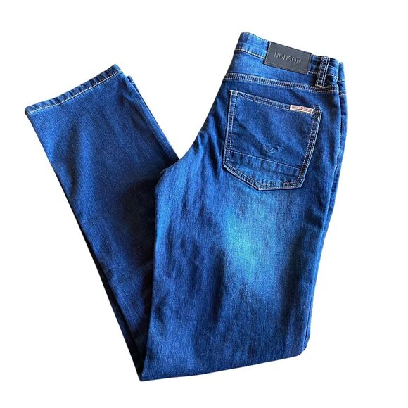 Hudson Girls Jeans Dark Wash‎ Distressed Farm Suspend Skinny Denim Jeans size 14 - Picture 1 of 12